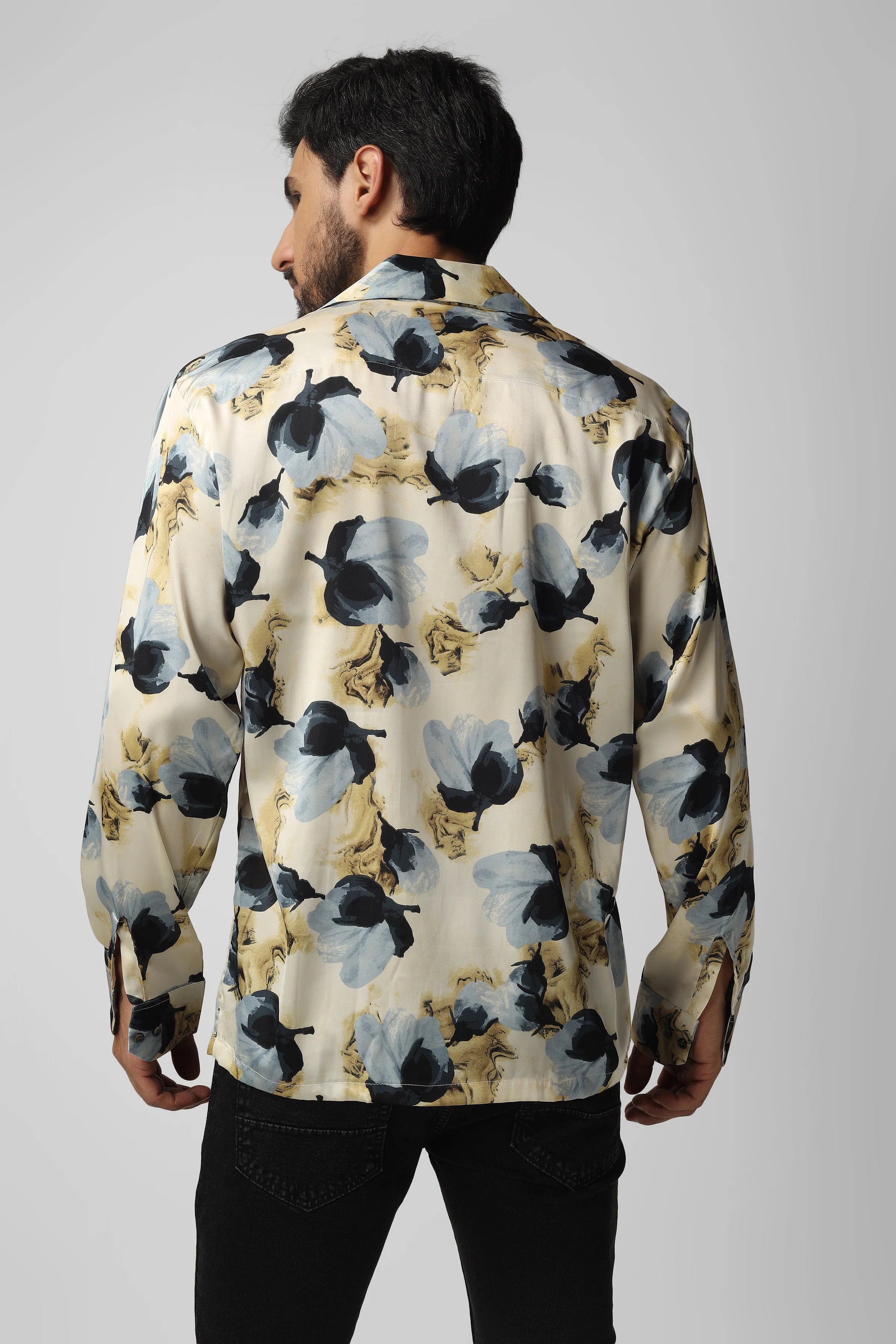 M FAKTÖR Satin Shirt - Floral Blue