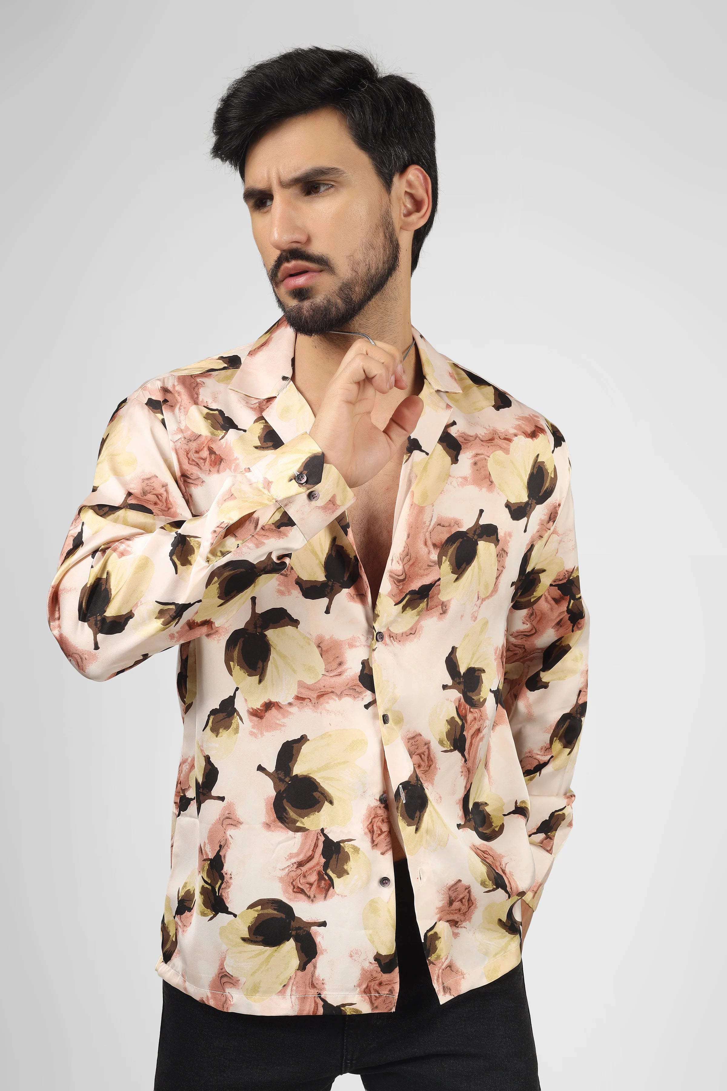 M FAKTÖR Satin Shirt - Floral Pink