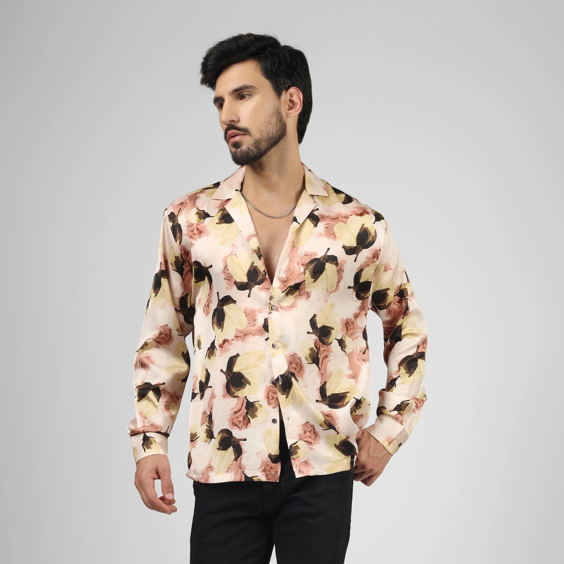 M FAKTÖR Satin Shirt - Floral Pink